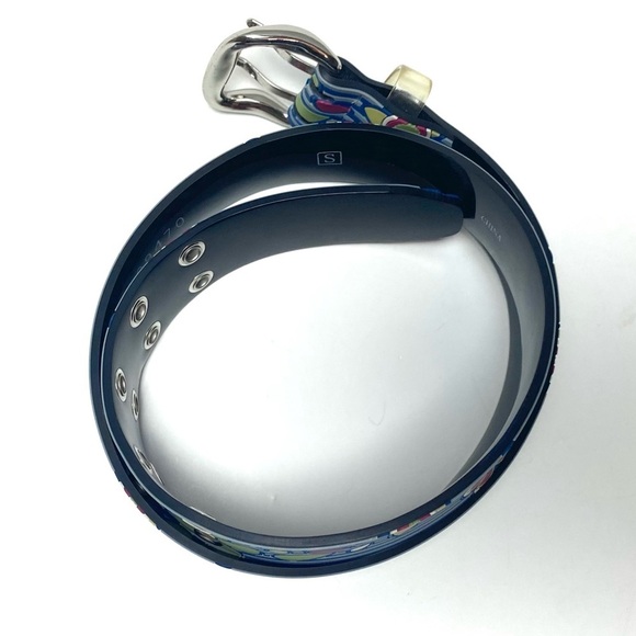 Y2K Women’s Floral Striped Rubber Belt Sz Small - Picture 4 of 6